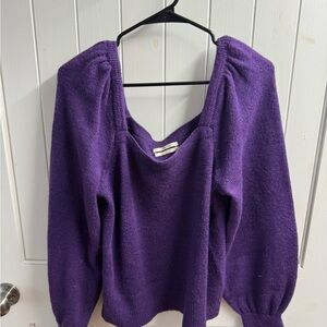 Anthropologie Deep Purple V-Neck Sweater